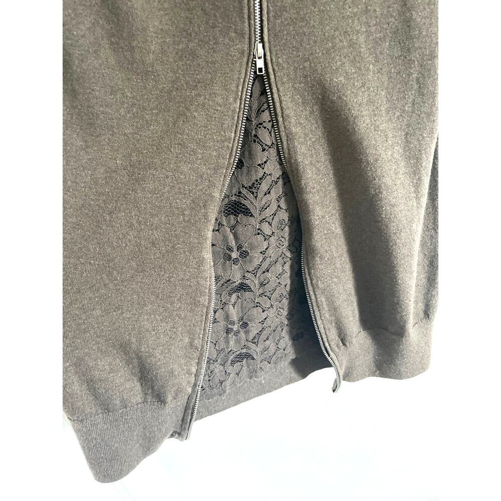intimissimi knit pullover long sleeve dress with zipper and lace/ Brown/S - Picture 4 of 9